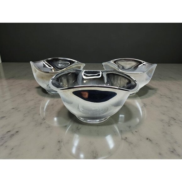 Dorothy Thorpe Other - vintage 1960s elegant set of 3 dorothy thorpe style silver fade glass bowls